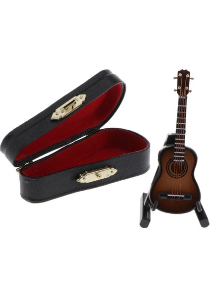 1/12 Dollhouse Mini Ahşap Elektro Gitar Modeli Standı Saklama Kutusu ile # 1 Koyu Kahverengi (Yurt Dışından)
