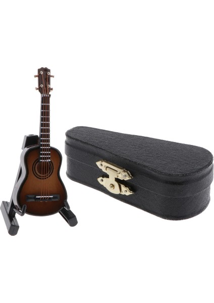 1/12 Dollhouse Mini Ahşap Elektro Gitar Modeli Standı Saklama Kutusu ile # 1 Koyu Kahverengi (Yurt Dışından)