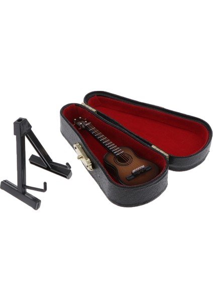 1/12 Dollhouse Mini Ahşap Elektro Gitar Modeli Standı Saklama Kutusu ile # 1 Koyu Kahverengi (Yurt Dışından)