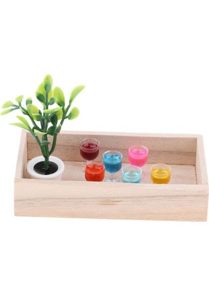 1:12 Minyatür Ahşap Kutu ve Kadeh ve Bonsai Bebek Evi Dekor Aksesuar (Yurt Dışından)