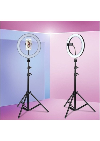 LED Işıklı Ring Light Tripod Selfie Makyaj Işığı Youtuber Kuaför Çekim Işığı