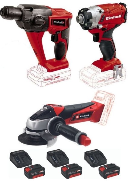 Te-Hd 18 Li Matkap Vidalama Te-Cı 18/1 Vidalama Te-Ag 18/115 Avuç Taşlama 3X4.0AH Akülü Set