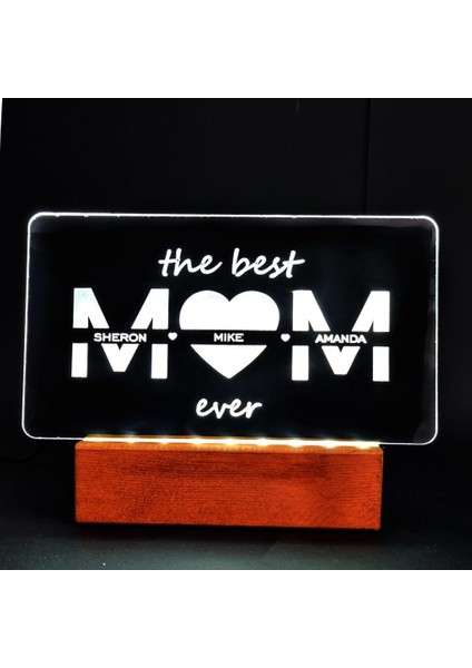 The Best Mom Ever LED Işıklı Pleksi Kişiye Özel Gece Lambası