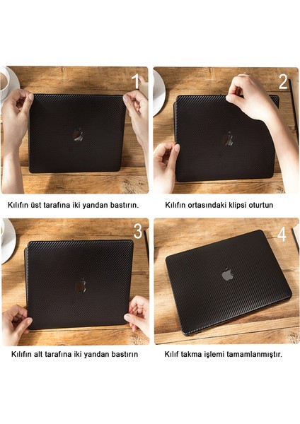 Macbook Air M1 Kılıf 13 inç A1932 A2179 A2337 ile Uyumlu Karbon Fiber