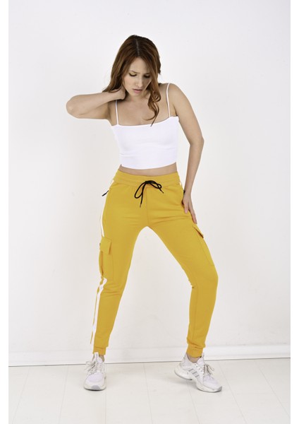 2 Iplik Yanları Şeritli,kargo Cepli Kadın Eşofman ALTI-8831 fiyatları