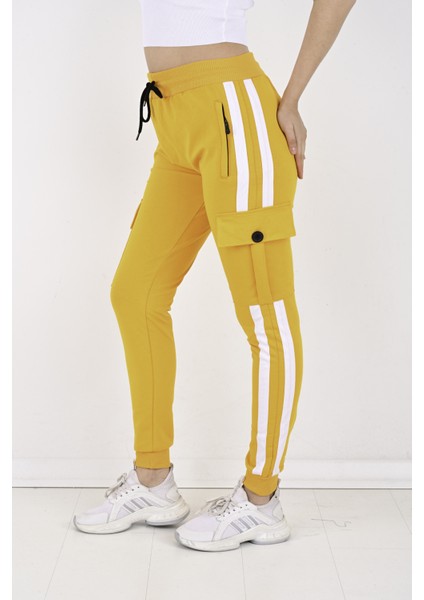 2 Iplik Yanları Şeritli,kargo Cepli Kadın Eşofman ALTI-8831 fırsatları