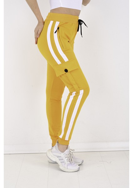 2 Iplik Yanları Şeritli,kargo Cepli Kadın Eşofman ALTI-8831 indirimleri