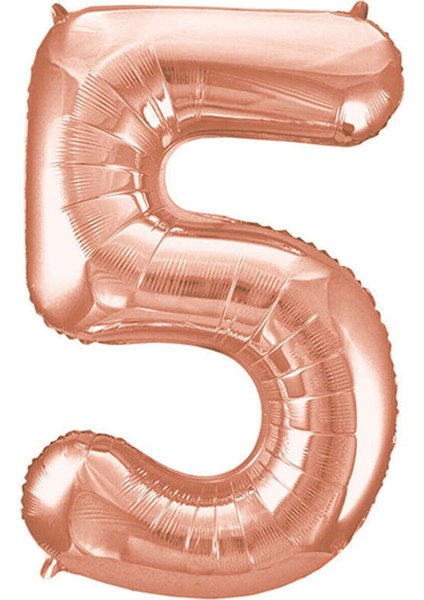 Folyo Balon 34 Inç 80 cm 5 Rakam Rose Gold