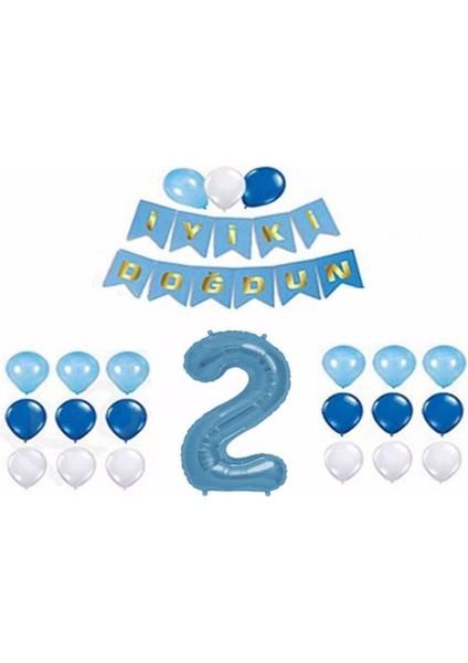 Mavi 2 Yaş Doğum Günü Parti Seti