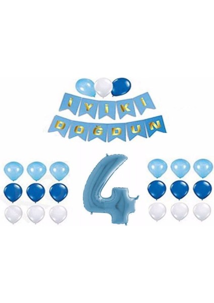 Mavi 4 Yaş Doğum Günü Parti Seti