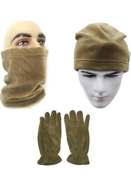25 Askeri Malzeme Polar Bere Boyunluk Eldiven 3'lü Set Askeri Kum