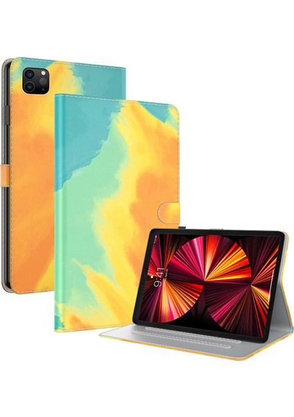 Ipad Pro 11 2021 ve 2018 / Air Için Suluboya Pu Kılıfı (2020) (Autumn Leaves) (Yurt Dışından)