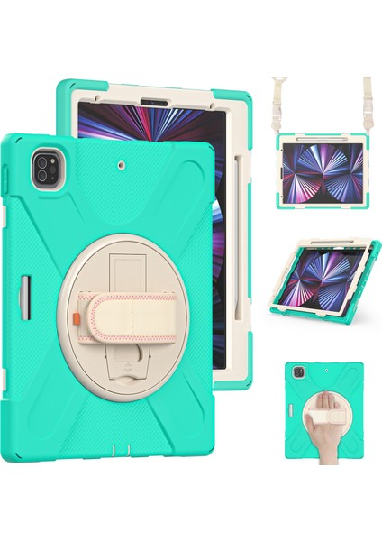 IPAD Pro Için Silikon + Pc Kılıf 12.9 2021 (Mint Green) (Yurt Dışından)