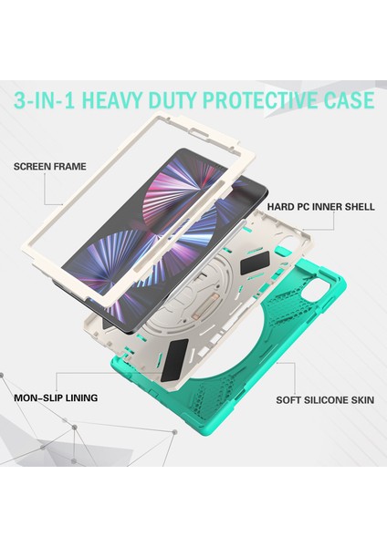 IPAD Pro Için Silikon + Pc Kılıf 12.9 2021 (Mint Green) (Yurt Dışından) modelleri
