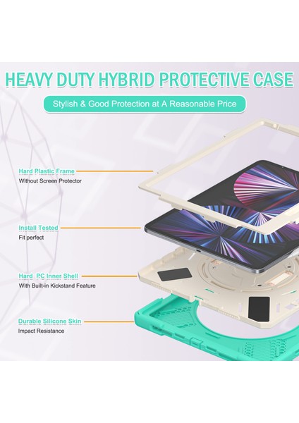 IPAD Pro Için Silikon + Pc Kılıf 12.9 2021 (Mint Green) (Yurt Dışından) fırsatları