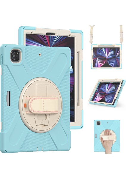 IPAD Pro Için Silikon + Pc Kılıf 12.9 2021 (Ice Blue) (Yurt Dışından)
