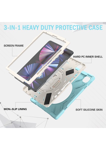 IPAD Pro Için Silikon + Pc Kılıf 12.9 2021 (Ice Blue) (Yurt Dışından) modelleri