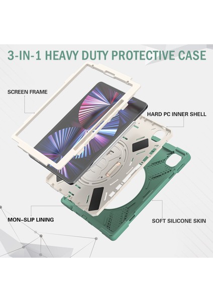 IPAD Pro Için Silikon + Pc Kılıf 12.9 2021 (Emerald Green) (Yurt Dışından) modelleri