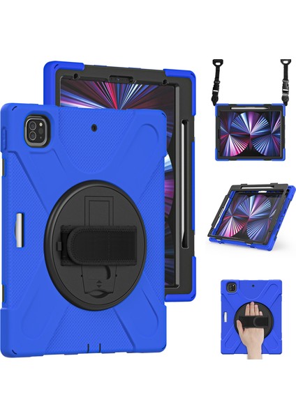 IPAD Pro Için Silikon + Pc Kılıf 12.9 2021 (Blue) (Yurt Dışından)