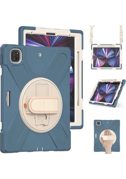 IPAD Pro Için Silikon + Pc Kılıf 12.9 2021 (Cornflower Blue) (Yurt Dışından)