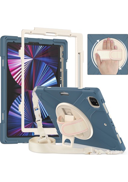 IPAD Pro Için Silikon + Pc Kılıf 12.9 2021 (Cornflower Blue) (Yurt Dışından) fiyatları