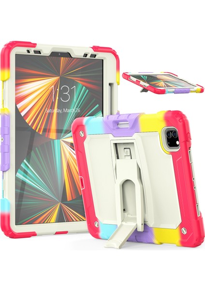 Silicone + Pc Tablet Case For iPad Pro 11 2021 / 2020 / 2018 (Camouflage Red) (Yurt Dışından)