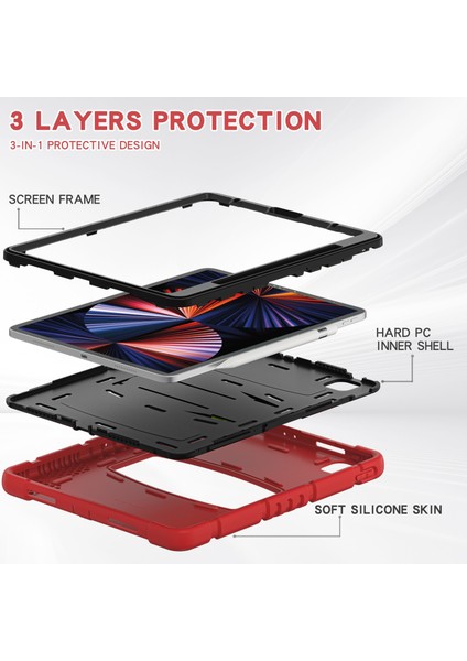 Ipad Pro 12.9 2021 Için Durum (Red+Black) (Yurt Dışından) fırsatları