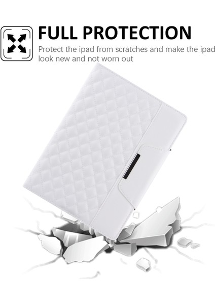 IPAD Pro 11 Için Damalı Deri Kılıf (2021 / 2020/2018) (White) (Yurt Dışından)