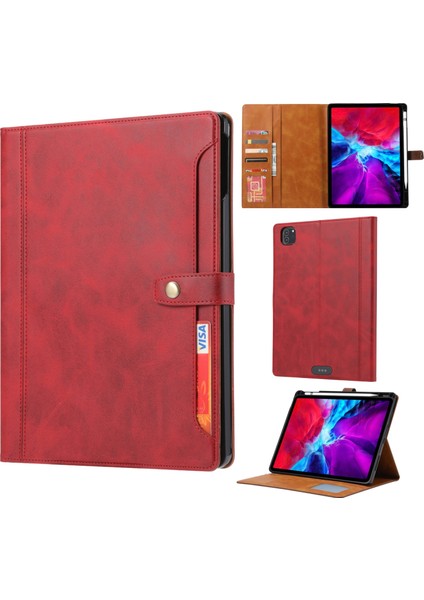 Buzağı Doku Deri Kılıf ipad Pro 11 Inç 2021 (Red) (Yurt Dışından)