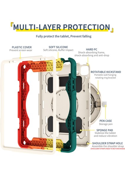 Ipad Pro 11 2018/2020/2021 Için Kontrast Renk Kasası (Colorful Green) (Yurt Dışından) fiyatları