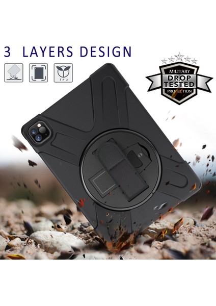 Ipad Pro 11 (2020) Için 360 Derece Dönme Pc Silikon Kılıf (Kırmızı Gül) (Yurt Dışından) fiyatları