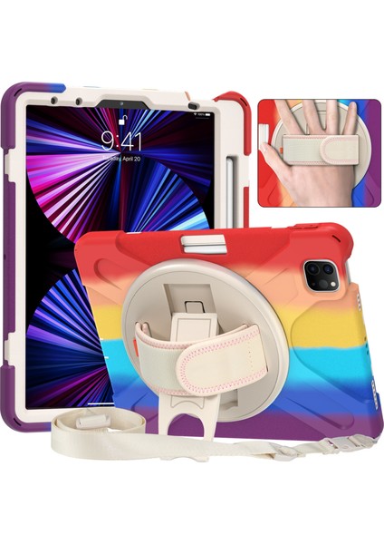 Ipad Pro 11 2021/2020/2018 Için Silikon + Pc Kılıfı (Colorful Red) (Yurt Dışından)