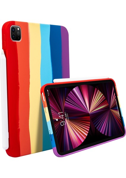 Ipad Pro 12.9 Için Sıvı Silikon Tablet Kılıfı (Gökkuşağı) (Yurt Dışından)