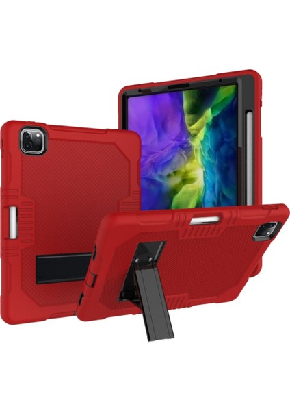 Ipad Pro 12.9 Inç Için Tutucu ile Pc Kılıfı (2018/2020) (Red Black) (Yurt Dışından)
