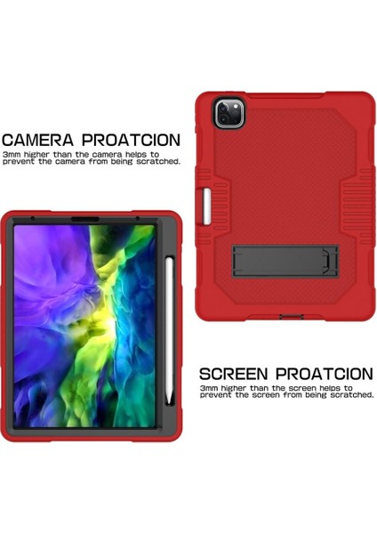 Ipad Pro 12.9 Inç Için Tutucu ile Pc Kılıfı (2018/2020) (Red Black) (Yurt Dışından) modelleri