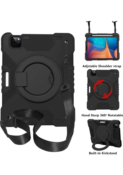 IPAD Pro 11 (2018/2020) Silikon + Pc Kılıfı (Black+Black) (Yurt Dışından)