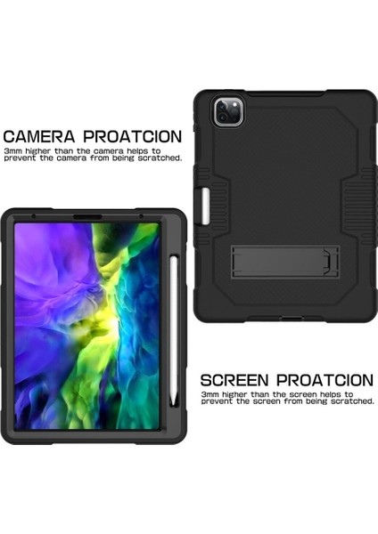 Ipad Pro 12.9 Inç Için Tutucu ile Pc Kılıfı (2018/2020) (Black) (Yurt Dışından)