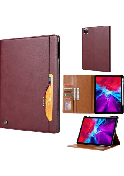 Ipad Pro Için Deri Kılıf 12.9 (2020) (Wine Red) (Yurt Dışından)