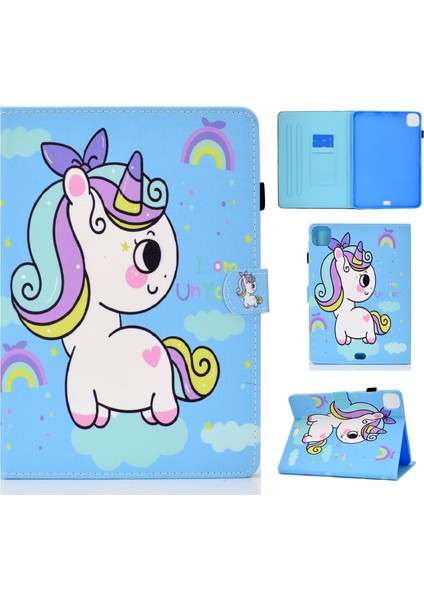 Ipad Pro 11 Için Desen Deri Kılıfı (2018/2020) (Rainbow Unicorn) (Yurt Dışından)