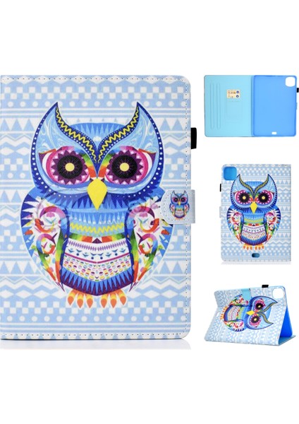 vshop Ipad Pro 11 Inç 2020 Için Deri Kılıf (Colored Owl) (Yurt Dışından)