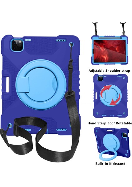 IPAD Pro 11 (2018/2020) Silikon + Pc Kılıfı (Navy+Blue) (Yurt Dışından)