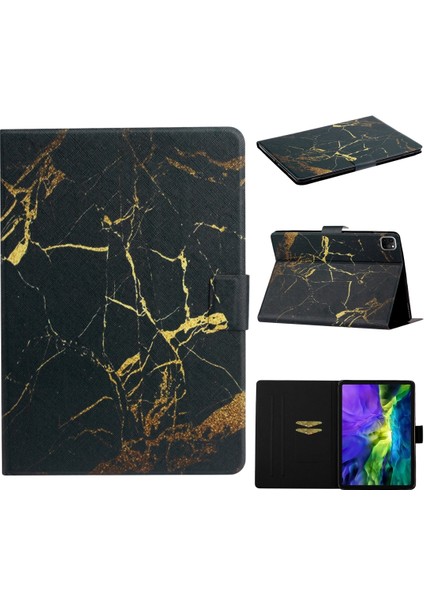 Ipad Pro Için Deri Kılıf 12.9 (2018) (Black Gold) (Yurt Dışından)