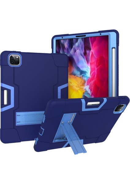 For iPad Pro 12.9 2021 / 2020 / 2019 Silicone + Pc Case (Navy Blue + Blue) (Yurt Dışından)