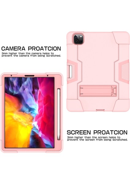 For iPad Pro 12.9 2021 / 2020 / 2019 Silicone + Pc Case (Rose Gold) (Yurt Dışından)