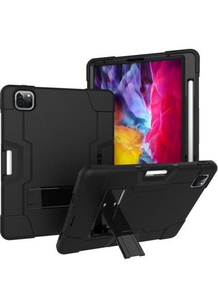 For iPad Pro 12.9 2021 / 2020 / 2019 Silicone + Pc Case (Black) (Yurt Dışından)