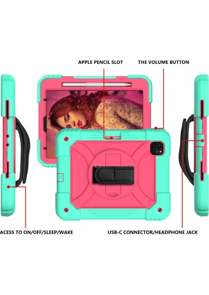 Ipad Pro 11 Inç 2020 Için Zor Durumda (Mint Green + Rose Red) (Yurt Dışından) fırsatları