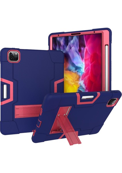 IPAD Pro 11 Inç 2021/2020 Için Zor Durumda (Navy Blue + Rose Red) (Yurt Dışından)