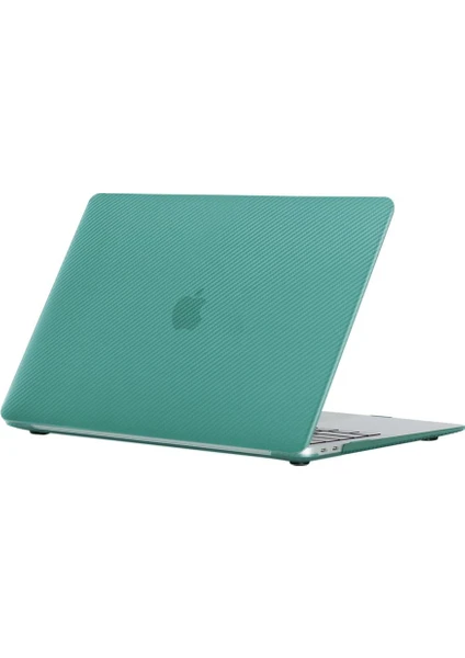 Apple 13" Macbook Air A1932 A2179 A2337 Su Yeşili Carbon Fiber Dizayn Kılıf Koruyucu Kapak CMATF-133GR