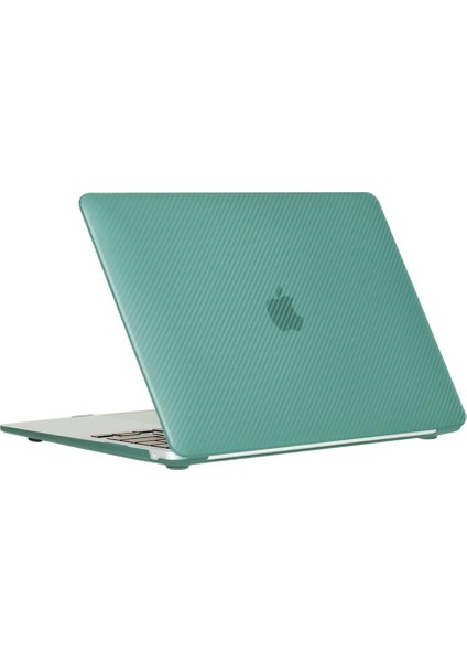 Apple 13" Macbook Air A1932 A2179 A2337 Su Yeşili Carbon Fiber Dizayn Kılıf Koruyucu Kapak CMATF-133GR