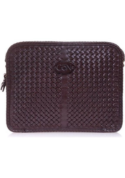 Handmade Peke Kahve Deri Kadın Çapraz Askılı Çanta 042 Peke